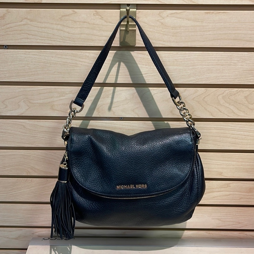 Women’s Michael Kors Bedford Black Leather Shoulder Bag